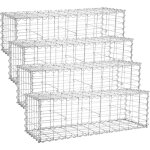 Songmics - lot de 4, gabion pour pierre, 100x30x30cm, cage en m�tal, cloture gabion, panier � pierre, ...
