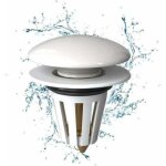 Gabrielle bouchon lavabo 1 pi�ce, blanc c�ramique bonde de lavabo pop up universel bouchon lavabo universel ...