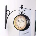 Gabrielle horloge murale r�tro double face, horloge de jardin ext�rieure avec bo�tier en fer antique ...