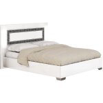 Gaa - lit 160x200 cm laqu blanc avec dcor noir sur la tte de lit