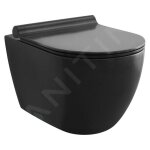 Kielle - gaia - wc suspendu avec abattant softclose, rimless, noir mat 30115040