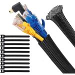 Gaine tress�e 3m ajustable, gestion des c�bles rangement tress�e fendue en pet, cable organisateur protection ...