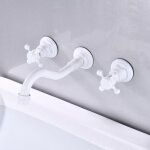 Galozzoit - robinet mitigeur mural pour lavabo de salle de bain 3 trous - couleur blanc