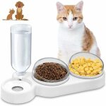 Gamelles pour chats, 3 en 1  stockage d'eau automatique bols pour chat, inclinable  15 double gamelle ...