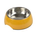 Gamelle pour chien & chat 'bol inox' 14cm moutarde
