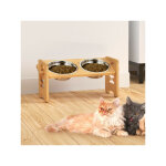 Gamelle chien surelevee, porte gamelle pour chat et petit chien r�glable, durable bambou support gamelle ...