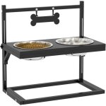 Gamelle double chien porte - gamelles sur�lev� hauteur r�glable 2 gamelles acier inox. incluses m�tal ...
