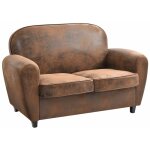 Altobuy - ganssi - canapé club 2 places marron aspect cuir vieilli Altobuy - ganssi - canapé club 2 places marron aspect cuir vieilli
