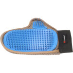 Gant de brossage avec picots mtal taupe et bleu pour chien - flamingo