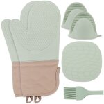 Gants de four silicone r�sistant chaleur - set de 6 gants de cuisine en silicone, anti chaleur pour barbecue ...