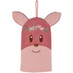 Gant de toilette marionnette faon rose 20. 5x21 cm
