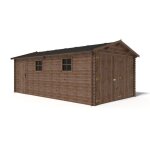 Garage en bois - 21m2 - 3. 5x6m - impr�gn� - ep. 28mm - couleur: marron