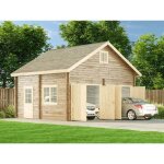 Garage double alpholz bora - 70 iso naturel , 70 mm paisseur de paroi 595 x 565 cm