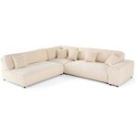 Lisa design - garance - canap� modulable d'angle gauche - 6 places - en velours c�tel� - beige