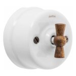 Garby - interrupteur va & vient porcelaine blanche manette bois h�tre 10a - 250v - r�f. 30308213 fontini ...
