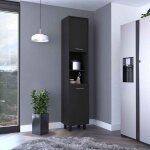 Tuhome concept - garde - manger hobart en m�lamine avec 2 portes et 5 �tag�res, noir 202 x 40 x 34, 5 ...
