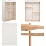 Garde - robe � 3 niveaux 110 x 40 x 170 cm - armoire blanche - armoire rangements - meuble rangement ...