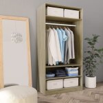 Garde - robe ch�ne sonoma 100x50x200 cm bois d'ing�nierie - armoire - meuble rangement - dressing - placard ...