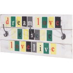 Garde - robe murale love - life, planche vestiaire, style shabby, vintage avec 3 crochets, 30x60cm Garde - robe murale love - life, planche vestiaire, style shabby, vintage avec 3 crochets, 30x60cm