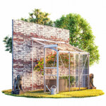 Gardebruk - serre de jardin adosse murale polycarbonate 3, 8 m abri gel plante lgume potager demi ...