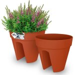 Gardebruk - sets de pots de fleurs loft urban terracotta support pour balcon 28x25 cm rond bac  fleurs ...