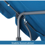 Garden swing bench with adjustable canopy blue 2 seater