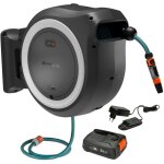 Gardena - dvidoir automatique mural sur batterie powerroll xxl. tuyau 40m. blanc. kit complet avec batterie. ...
