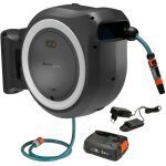 Gardena - d�vidoir automatique mural sur batterie powerroll xxl. tuyau 40m. blanc. kit complet avec batterie. ...