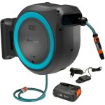 Gardena - d�vidoir automatique mural sur batterie powerroll xxl. tuyau 40m. bleu turquoise. kit complet ...