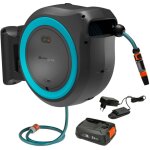 Gardena - dvidoir automatique mural sur batterie powerroll xxl. tuyau 40m. bleu turquoise. kit complet ...