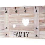 Hhg - garderobe murale 929 family, planche vestiaire, vintage, 8 crochets 60x90cm, brun naturel