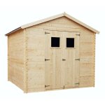 Gardiun - abri de jardin en bois naturel dimitri 238x238x236 cm - 6, 8 m toiture en bitume double porte ...
