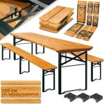 Garniture de tente à bière 3 pièces set de meubles de jardin pliable 170 x 46 x 75cm 2x bancs de bière ... Garniture de tente à bière 3 pièces set de meubles de jardin pliable 170 x 46 x 75cm 2x bancs de bière ...