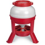 Gaun - mangeoire � tr�mie volailles plastique avec pieds 20l rouge et blanche
