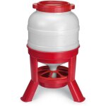 Gaun - mangeoire � tr�mie volailles plastique avec pieds 30l rouge et blanche