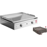 Gaz - chef 55 lisse + housse planet  gaz - 2 brleurs - inox 304 alimentaire - plancha planet