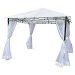 Gazebo en acier avec rideaux - 3x3x2, 6m