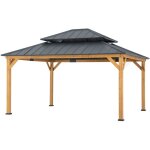 Sunjoy - gazebo en c�dre trivor en anthracite - 390cm x 450cm