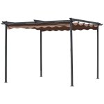 Gazebo pergola avec structure en acier et dessus re'tractable e'cru en polyester 3x3x2, 2 m pour jardin ...