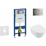 Duofix - bti - support pour wc suspendu avec plaque de dclenchement sigma 01, chrome brillant + villeroy ...
