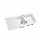 Evier  encastrer rversible vallauris 2 cuves + 1 gouttoir 112x50 blanc