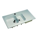 Allia - evier  poser romans rversible 2 cuves + 1 gouttoir 120x60 blanc