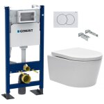Pack bati autoportant geberit + wc sans bride swiss aqua technologies + plaque (satgebxbpnew)