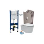 Pack bati - support geberit 112cm + cuvette swiss aqua technologies sans bride + plaque blanche + set ...