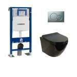 Geberit - pack up320 + cuvette sans bride kelos noir brillant + plaque sigma chrom� mat