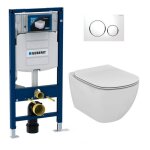 Pack wc bati geberit duofix + cuvette ideal standard tesi aquablade + plaque de commande sigma20 blanc ...