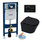 Pack wc bati geberit wc suspendu swiss aqua technologies sans bride + abattant softclose + plaque noire ...