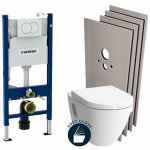 Pack wc bati - support geberit cuvette suspendue vitra s50 + abattant frein de chute + plaque blanche ...