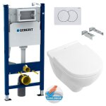 Pack wc bati - support geberit duofix + wc cuvette a fond creux sans bride o. novo villeroy & boch + ...