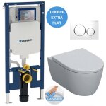 Pack wc bati - support geberit duofix extra - plat + wc sans bride geberit icon + abattant softclose ...